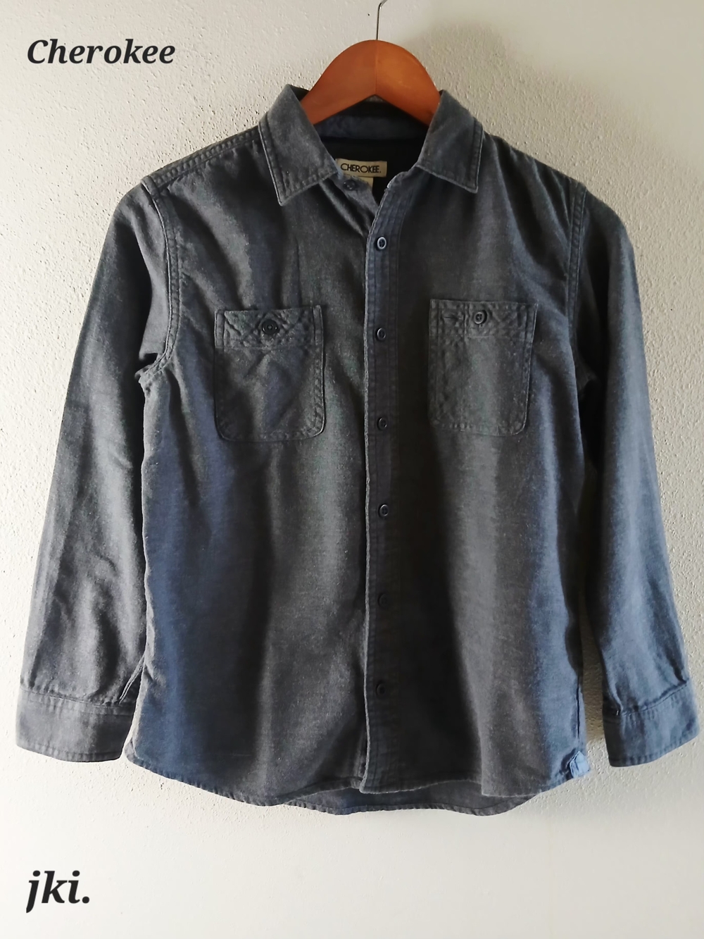 BoysLong-Sleeve Button-Down Shirt in Charcoal Gray